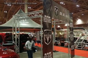 Our EDT aluminum truss is very popular as you can see. THe most cost effective method of building a load bearing display booth that looks great.