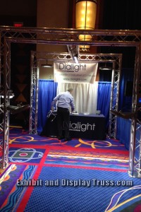 DiaLIght LED trade show display booth made with EDT aluminum trussing.