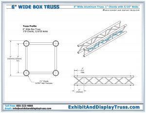 Dimensions Specs for 6" wide box truss. Aluminum Truss