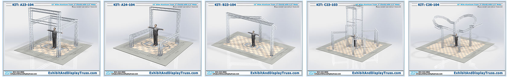 Collection of displays by edt exhibit and display truss and lds light design systems.