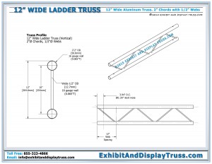 12" wide aluminum ladder (flat) truss dimensions and specifications