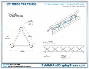 Dimensions and specifications for 12" wide aluminum triangle truss