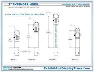 2" Extender Hook Clamps. Compatible with 2" Tubes or Chords. Hang Truss Accessories.