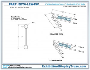 Dimensions for 2 Way 45° Ladder Junction Vertical. EDT6_L2W45V