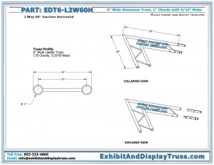 Dimensions for EDT6_L2W60H 2 Way 60 degree ladder junction Horizontal