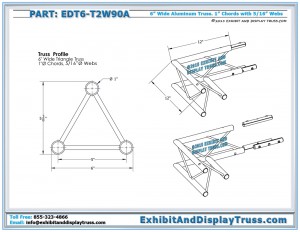 Dimensions for EDT6_T2W90A 2 Way 90° Junction Apex In. 12" x 12" Triangle Junction