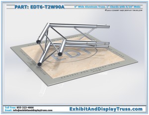 Photo Render of EDT6_T2W90A 2 Way 90° Junction Apex In. 12" by 12". Aluminum Triangle Truss