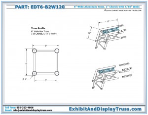 Dimensions for EDT6_B2W120 2 Way 120° Junction. 12" by 12" Box Junction