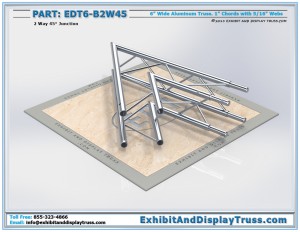 Photo Render for EDT6_B2W45 2 Way 45° Box Junction. 6" wide Aluminum Box Truss