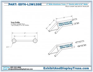 Dimensions for 6" Wide, 2 Way 135° Ladder Junction Horizontal