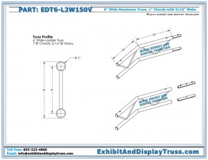 Dimensions of 6" Wide 2 Way 150° Ladder Junction Horizontal
