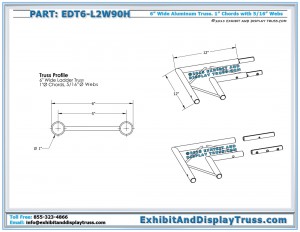Dimensions for 6" Wide, 2 Way 90° Ladder Junction Horizontal