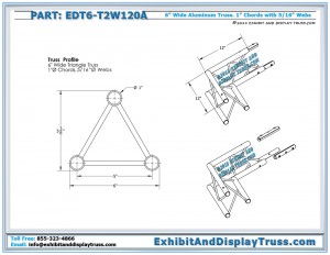 Dimensions for EDT6_T2W120A 2 Way 120° Junction Apex In. 12" by 12" triangle junction