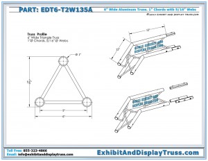 Dimensions for EDT6_T2W135A 2 Way 135° Junction Apex In. 12" x 12" Triangle Junction