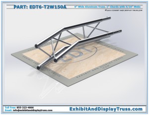 Photo Render of EDT6_T2W150A 2 Way 150° Junction Apex In. Aluminum Triangle Truss