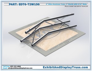 Photo Render of EDT6_T2W150 2 Way 150° Junction Apex Up/Down. Aluminum Triangle Truss