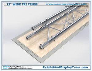 12" wide triangle truss. 3 Chord aluminum truss. 2" chord/tube diameter.