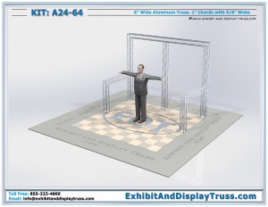 4k Image of Display Kit A24-64. 10' x 10' booth size. 6" wide mini Box Truss.