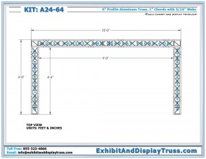 Top View of Display Kit A24-64. 10' x 10' booth size. 6" wide mini Box Truss.