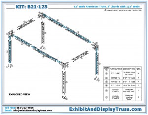 Parts List for Exhibit Display B21_123. 10' x 20'. 12" wide 3 Chord Triangle Truss