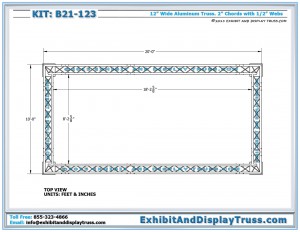 Top View of Exhibit Display B21_123. 10' x 20'. 12" wide 3 Chord Triangle Truss