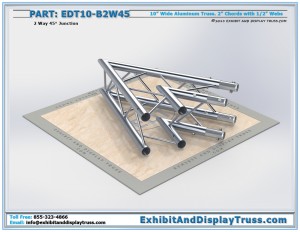 EDT10_B2W45 10" wide 2 Way 45° Box Junction. Aluminum square (box) truss