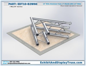 EDT10_B2W60 10″ Wide 2 Way 60° Box Junction. Aluminum Box (square) truss.
