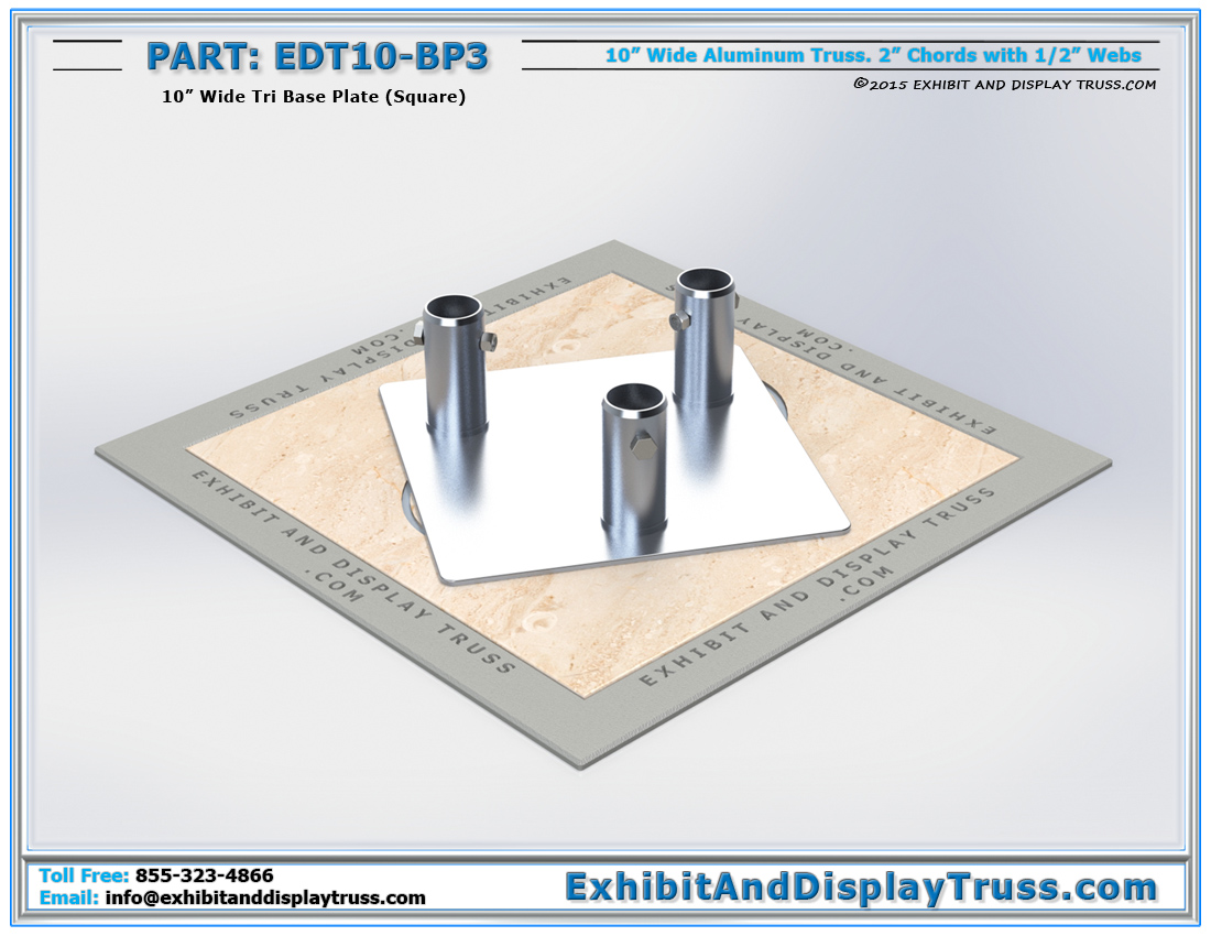 PART: EDT10-BP3 / 10″ Wide Tri Base Plate