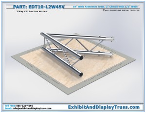 Photo of EDT10_L2W45V 10" wide 2 Way 45° Junction Vertical. Aluminum Ladder Truss