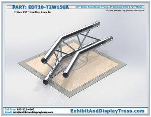 EDT10_T2W150A 10″ Wide 2 Way 150° Junction Apex In. Aluminum Triangle Truss