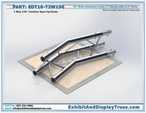 EDT10_T2W150 10" wide 2 Way 150° Junction Apex Up/Down. Aluminum triangle truss