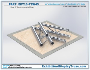 EDT10_T2W45 10" wide 2 Way 45° Junction Apex Up/Down. Aluminum Triangle Truss