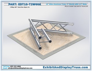 EDT10_T2W60A 10" wide 2 Way 60° Junction Apex In. Aluminum Tri Truss