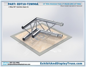 EDT10_T2W90A 10" wide 2 Way 90° Junction Apex In. Aluminum Triangle Truss