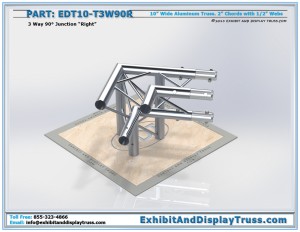 EDT10_T3W90R. 10″ Wide 3 Way 90° Junction Right. Aluminum Triangle Truss.