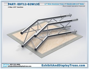 EDT12_B2W135 12" wide 2 Way 135° Box Junction. Aluminum box (square) truss