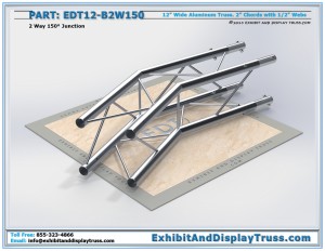 EDT12_B2W150 12" wide 2 Way 150° Box Junction. Aluminum square (box) truss