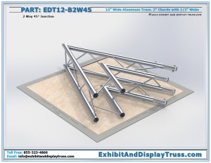 EDT12_B2W45 12" Wide 2 Way 45° Box Junction. Aluminum Box (square) truss