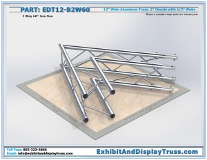 EDT12_B2W60 12" Wide 2 Way 60° Box Junction. Aluminum box (square) truss.