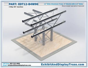 EDT12_B4W90 12″ Wide 4 Way 90° Box Junction. Aluminum box (square) truss