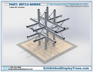 EDT12_B6W90 12" wide 6 Way 90° Box Junction. Aluminum box (square) truss