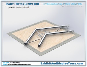 EDT12_L2W120H 12″ Wide 2 Way 120° Junction Horizontal. Aluminum ladder (flat) truss