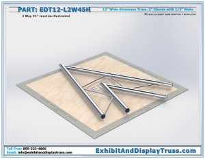 EDT12_L2W45H 12" wide 2 Way 45° Junction Horizontal. Aluminum ladder (flat) truss