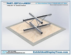 EDT12_L4WXV 12″ Wide 4 Way 90° “X” Junction Vertical. Aluminum ladder (flat) truss