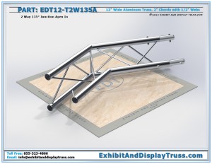 EDT12_T2W135A 12″ Wide 2 Way 135° Junction Apex In. Aluminum triangle truss
