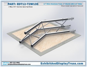 12″ Wide 2 Way 135° Junction Apex Up/Down. Aluminum triangle truss