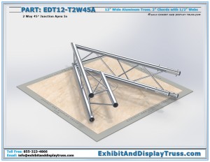 EDT12_T2W45A 12″ Wide 2 Way 45° Junction Apex In. Aluminum triangle truss