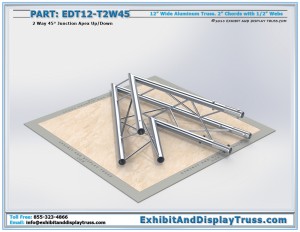 EDT12_T2W45 12″ Wide 2 Way 45° Junction Apex Up/Down. Aluminum Triangle truss