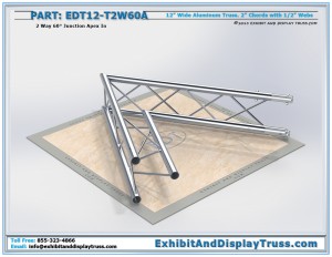 EDT12_T2W60A 12″ Wide 2 Way 60° Junction Apex In. Aluminum triangle truss