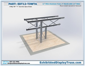 EDT12_T3WTA 12″ Wide 3 Way 90° “T” Junction Apex Down. Aluminum triangle truss